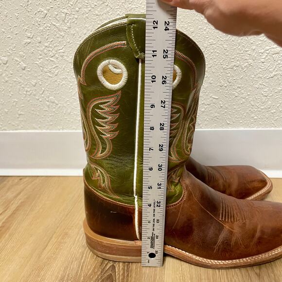 Justin Mens Square Toe Casual Work Boots Brown Green Size 11.5 D - style BR307 - Picture 13 of 14